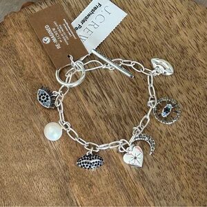 J. Crew Mixed Pave Charm Bracelet in Silver 🆕